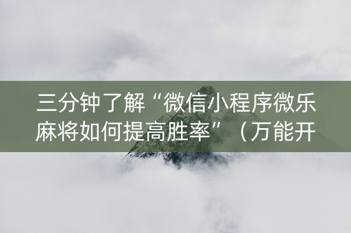 三分钟了解“微信小程序微乐麻将如何提高胜率”（万能开挂神器)