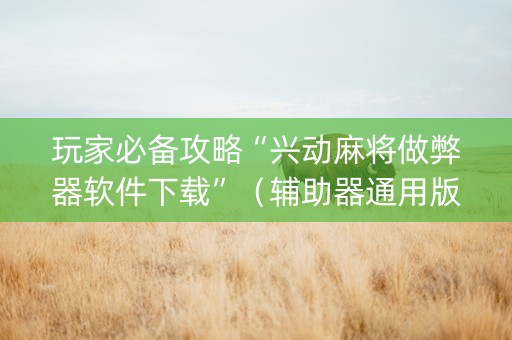 玩家必备攻略“兴动麻将做弊器软件下载”（辅助器通用版)