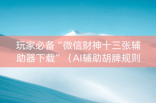 玩家必备“微信财神十三张辅助器下载”（AI辅助胡牌规则)
