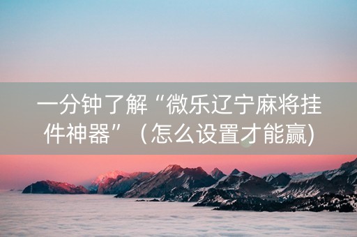 一分钟了解“微乐辽宁麻将挂件神器”（怎么设置才能赢)