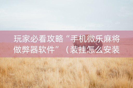 玩家必看攻略“手机微乐麻将做弊器软件”（装挂怎么安装)