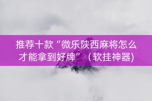 推荐十款“微乐陕西麻将怎么才能拿到好牌”（软挂神器)