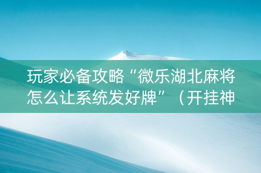 玩家必备攻略“微乐湖北麻将怎么让系统发好牌”（开挂神器下载)