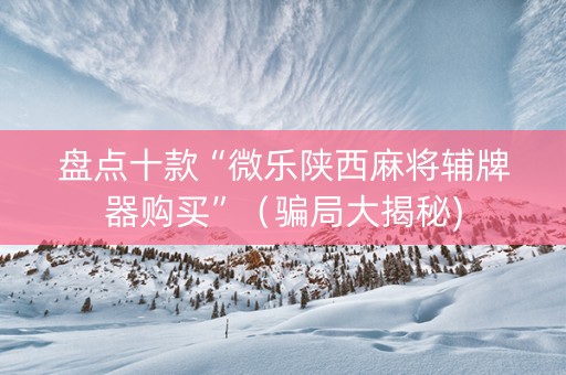 盘点十款“微乐陕西麻将辅牌器购买”（骗局大揭秘)