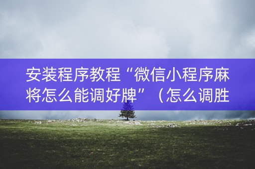 安装程序教程“微信小程序麻将怎么能调好牌”（怎么调胜率)