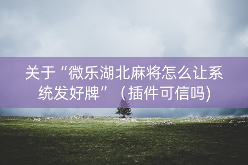 关于“微乐湖北麻将怎么让系统发好牌”（插件可信吗)