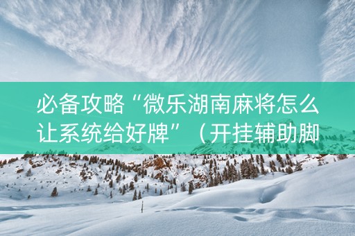 必备攻略“微乐湖南麻将怎么让系统给好牌”（开挂辅助脚本)