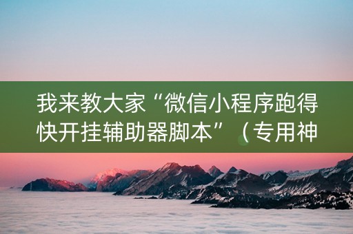 我来教大家“微信小程序跑得快开挂辅助器脚本”（专用神器)