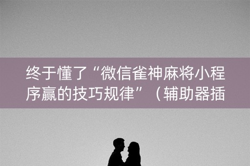 终于懂了“微信雀神麻将小程序赢的技巧规律”（辅助器插件)