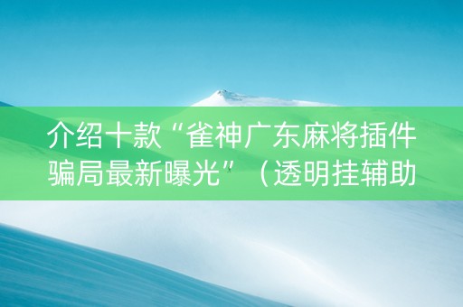 介绍十款“雀神广东麻将插件骗局最新曝光”（透明挂辅助器)