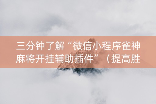 三分钟了解“微信小程序雀神麻将开挂辅助插件”（提高胜率软件)