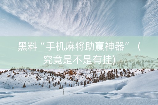 黑料“手机麻将助赢神器”（究竟是不是有挂)