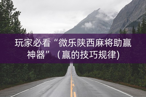 玩家必看“微乐陕西麻将助赢神器”（赢的技巧规律)