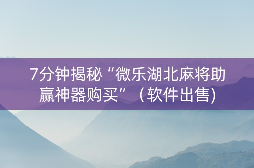 7分钟揭秘“微乐湖北麻将助赢神器购买”（软件出售)