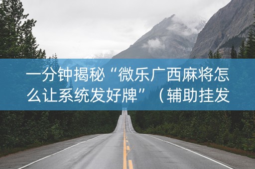 一分钟揭秘“微乐广西麻将怎么让系统发好牌”（辅助挂发牌规律)