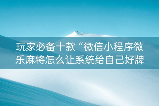 玩家必备十款“微信小程序微乐麻将怎么让系统给自己好牌”（控牌神器)