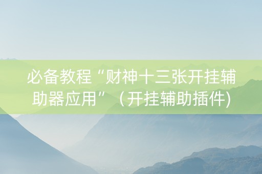必备教程“财神十三张开挂辅助器应用”（开挂辅助插件)
