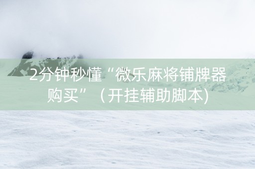 2分钟秒懂“微乐麻将铺牌器购买”（开挂辅助脚本)