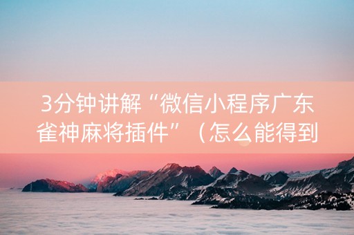 3分钟讲解“微信小程序广东雀神麻将插件”（怎么能得到好牌)
