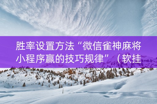 胜率设置方法“微信雀神麻将小程序赢的技巧规律”（软挂神器)