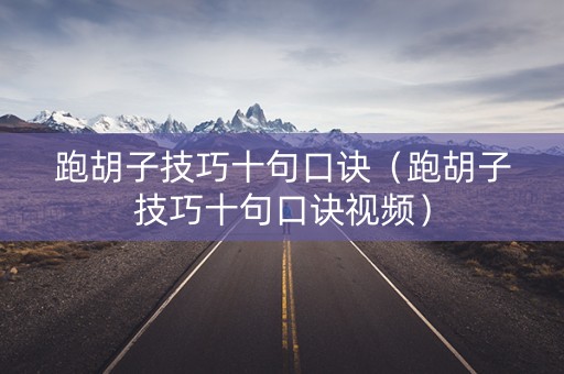 跑胡子技巧十句口诀（跑胡子技巧十句口诀视频）