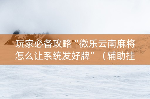玩家必备攻略“微乐云南麻将怎么让系统发好牌”（辅助挂发牌规律)