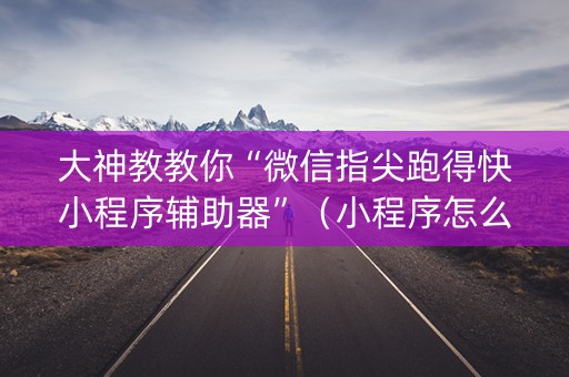 大神教教你“微信指尖跑得快小程序辅助器”（小程序怎么才会赢)