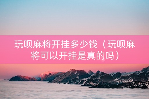 玩呗麻将开挂多少钱（玩呗麻将可以开挂是真的吗）