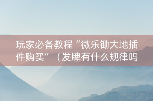 玩家必备教程“微乐锄大地插件购买”（发牌有什么规律吗)