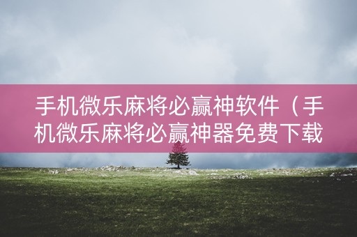 手机微乐麻将必赢神软件（手机微乐麻将必赢神器免费下载）