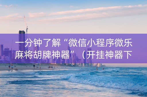 一分钟了解“微信小程序微乐麻将胡牌神器”（开挂神器下载)