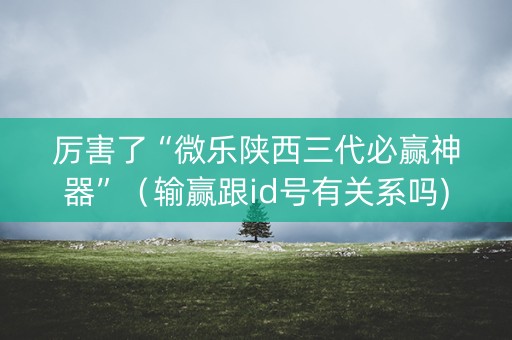 厉害了“微乐陕西三代必赢神器”（输赢跟id号有关系吗)