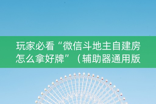 玩家必看“微信斗地主自建房怎么拿好牌”（辅助器通用版)