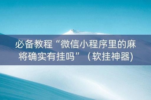 必备教程“微信小程序里的麻将确实有挂吗”（软挂神器)