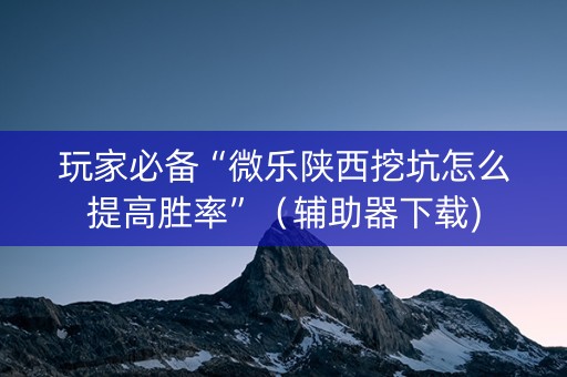 玩家必备“微乐陕西挖坑怎么提高胜率”（辅助器下载)