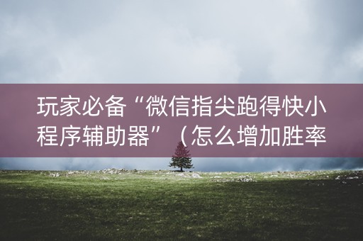 玩家必备“微信指尖跑得快小程序辅助器”（怎么增加胜率)
