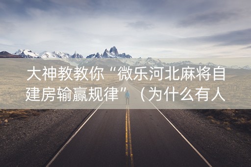大神教教你“微乐河北麻将自建房输赢规律”（为什么有人一直赢)
