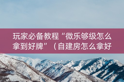 玩家必备教程“微乐够级怎么拿到好牌”（自建房怎么拿好牌)