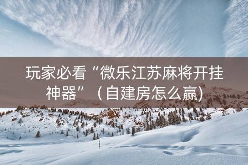 玩家必看“微乐江苏麻将开挂神器”（自建房怎么赢)