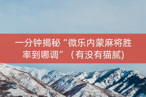 一分钟揭秘“微乐内蒙麻将胜率到哪调”（有没有猫腻)