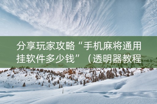 分享玩家攻略“手机麻将通用挂软件多少钱”（透明器教程)