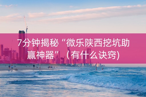 7分钟揭秘“微乐陕西挖坑助赢神器”（有什么诀窍)