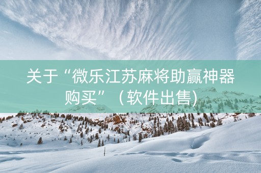 关于“微乐江苏麻将助赢神器购买”（软件出售)