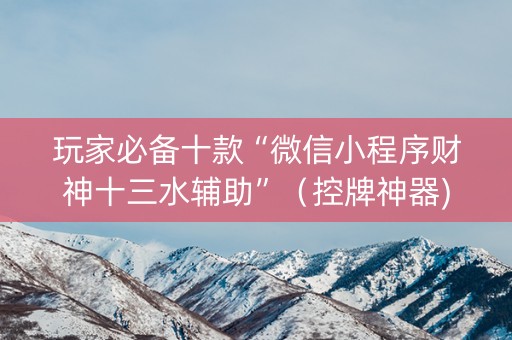 玩家必备十款“微信小程序财神十三水辅助”（控牌神器)