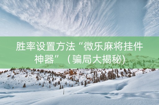胜率设置方法“微乐麻将挂件神器”（骗局大揭秘)