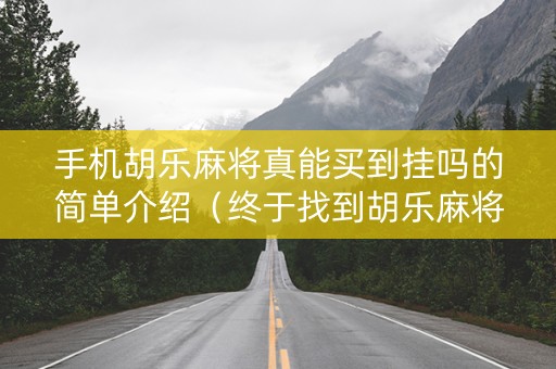 手机胡乐麻将真能买到挂吗的简单介绍（终于找到胡乐麻将有挂吗）