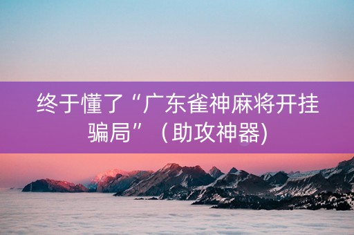 终于懂了“广东雀神麻将开挂骗局”（助攻神器)