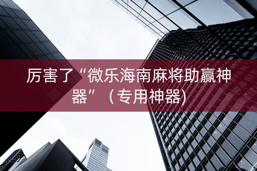 厉害了“微乐海南麻将助赢神器”（专用神器)