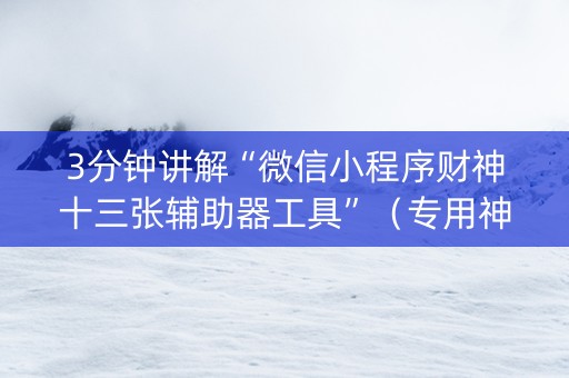 3分钟讲解“微信小程序财神十三张辅助器工具”（专用神器下载)