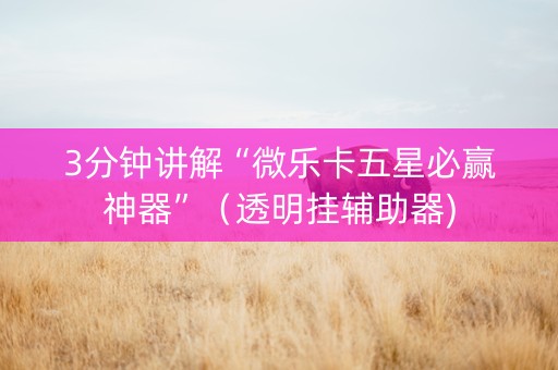 3分钟讲解“微乐卡五星必赢神器”（透明挂辅助器)
